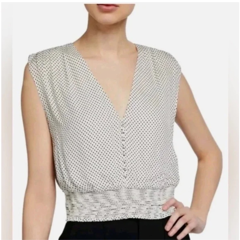 Alice + Olivia Black and White Polka Dot Blouse -NWT - XS